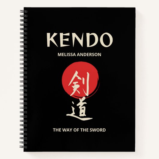 Kendo Vintage Rode Zwarte Beoefenaar Journaal Notitieboek (Voorkant)