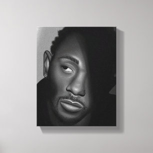 Kendrick Lamar   Zwart-wit portretschilderij Canvas Afdruk