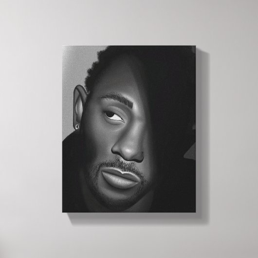 Kendrick Lamar | Zwart-wit portretschilderij Canvas Afdruk (Voorkant)