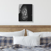 Kendrick Lamar | Zwart-wit portretschilderij Canvas Afdruk (Insitu (Slaapkamer))