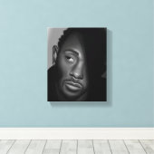 Kendrick Lamar | Zwart-wit portretschilderij Canvas Afdruk (Insitu (Houten vloer))
