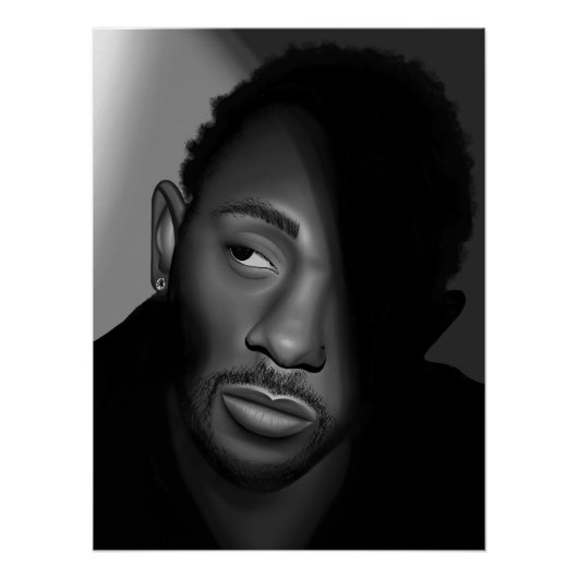 Kendrick Lamar | Zwart-wit portretschilderij Perfect Poster (Voorkant)