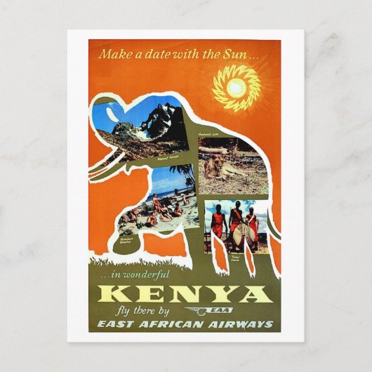 Kenia, Afrika, een afspraakje maken met een zon, r Briefkaart (Voorkant)