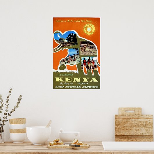 Kenia, Afrika, een afspraakje maken met een zon, r Poster (Keuken)