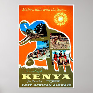 Kenia, Afrika, een afspraakje maken met een zon, r Poster