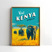 Kenia Afrika Vintage Poster – Olifanten Kunst