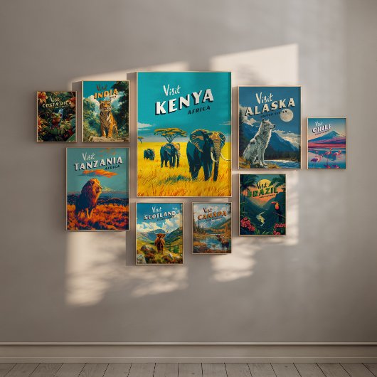 Kenia Afrika Vintage Poster – Olifanten Kunst