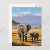 Kenia Amboseli Nationaal Park Olifanten Briefkaart (Voorkant / Achterkant)