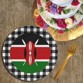 Kenia Bord, buffalo plaid & Keniaanse vlag Papieren Bordje