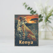 Kenia Cheeatah zonsondergang Briefkaart (Staand voorkant)