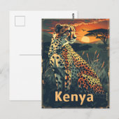 Kenia Cheeatah zonsondergang Briefkaart (Voorkant / Achterkant)