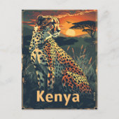 Kenia Cheeatah zonsondergang Briefkaart (Voorkant)