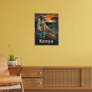 Kenia Cheeatah zonsondergang Poster