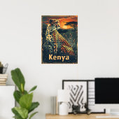 Kenia Cheeatah zonsondergang Poster (Thuiskantoor)