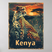 Kenia Cheeatah zonsondergang Poster (Voorkant)