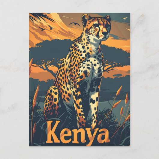 Kenia Cheetah  Briefkaart (Voorkant)