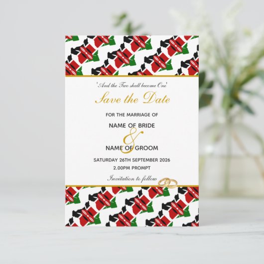 KENIA Christelijke huwelijksuitnodiging Save Date Save The Date (Staand voorkant)