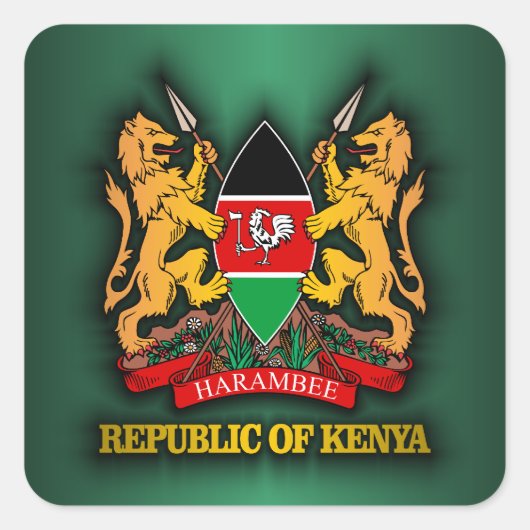 Kenia COA Vierkante Sticker (Voorkant)