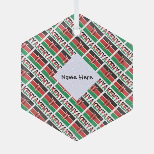 Kenia en Keniaanse vlag met Jouw naam Glas Ornament (Voorkant)