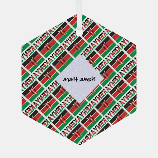 Kenia en Keniaanse vlag met Jouw naam Glas Ornament (Achterkant)