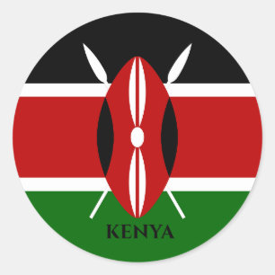 Kenia Flag , Afrika Ronde Sticker