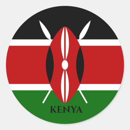 Kenia Flag , Afrika Ronde Sticker (Voorkant)