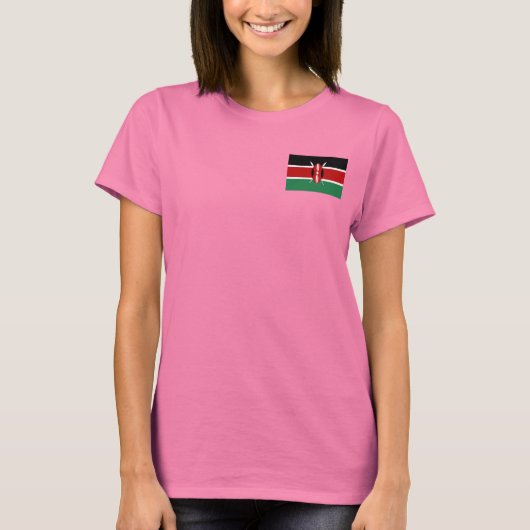 Kenia Flag and Map dk T-Shirt (Voorkant)
