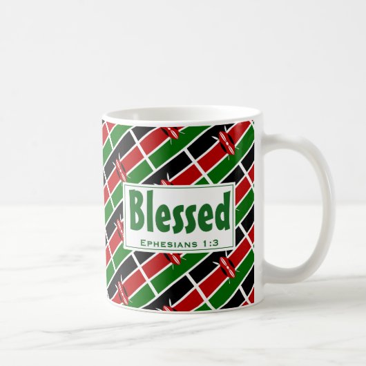 KENIA FLAG Custom Scripture BLESSED Keniaans Koffiemok (Rechts)