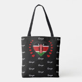 Kenia Flag & Heart, Kenyan Flag mode/sport Tote Bag (Achterkant)