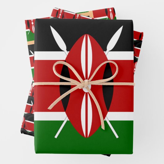 Kenia Flag, Heart & Kenyan Mode / Gift Set Inpakpapier Vel (In situ)