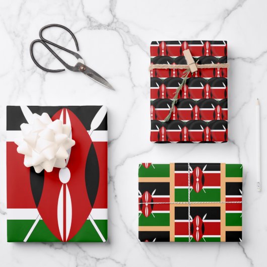 Kenia Flag, Heart & Kenyan Mode / Gift Set Inpakpapier Vel (Voorkant)