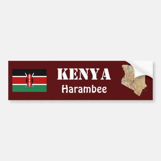 Kenia Flag + Map Bumpersticker (Voorkant)