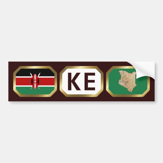 Kenia Flag Map Code Bumpersticker (Voorkant)