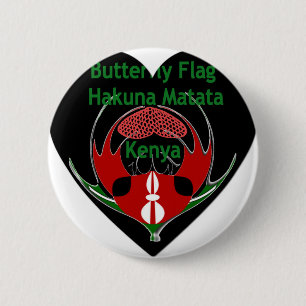 Kenia: Hakuna Matata Swahili Abstracte Vlinder Ronde Button 5,7 Cm