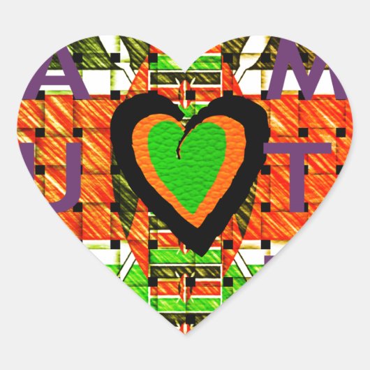 Kenia: Heel Afrika in één land - geweven vlag Hart Sticker (Voorkant)