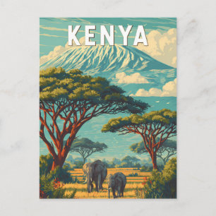 Kenia Illustratie Reis Kunst Vintage Briefkaart