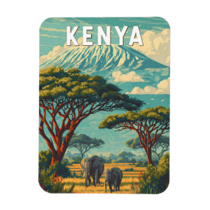 Kenia Illustratie Reis Kunst Vintage Magneet
