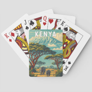 Kenia Illustratie Reis Kunst Vintage Pokerkaarten