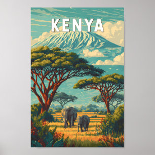 Kenia Illustratie Reis Kunst Vintage Poster