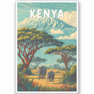 Kenia Illustratie Reis Kunst Vintage Sticker