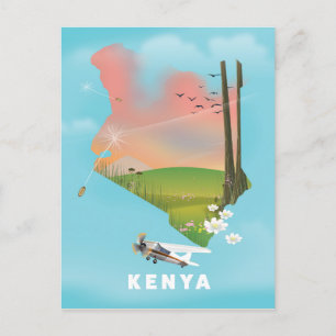 Kenia kaart illustratie reisposter.