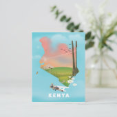 Kenia kaart illustratie reisposter. (Staand voorkant)