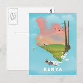 Kenia kaart illustratie reisposter. (Voorkant / Achterkant)