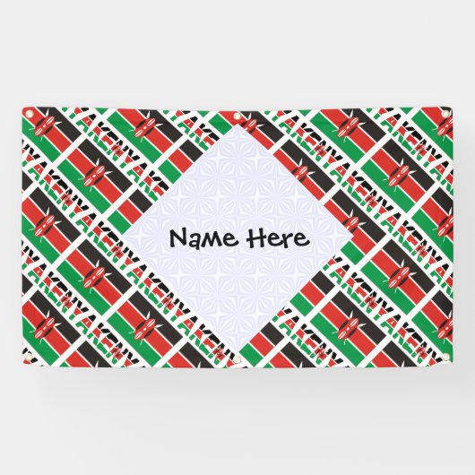 Kenia Keniaanse Vlag Getegeld Gepersonaliseerd Spandoek (Horizontaal)
