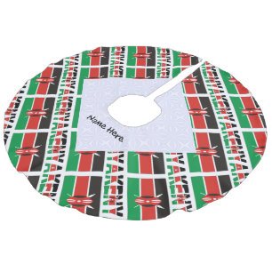 Kenia Keniaanse Vlag Getegeld Personaliseerde Naam Imitatie Linnen Kerstboom Kleed