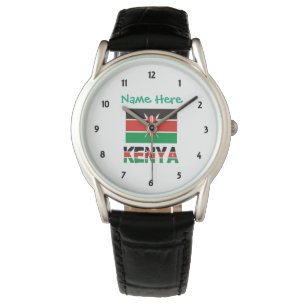 Kenia Keniaanse Vlag Groen Gepersonaliseerde Heren Horloge