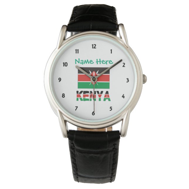 Kenia Keniaanse Vlag Groen Gepersonaliseerde Manne Horloge (Voorkant)