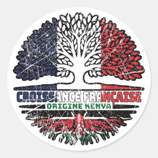 Kenia Kenyan French Tree Roots Flag Ronde Sticker (Voorkant)