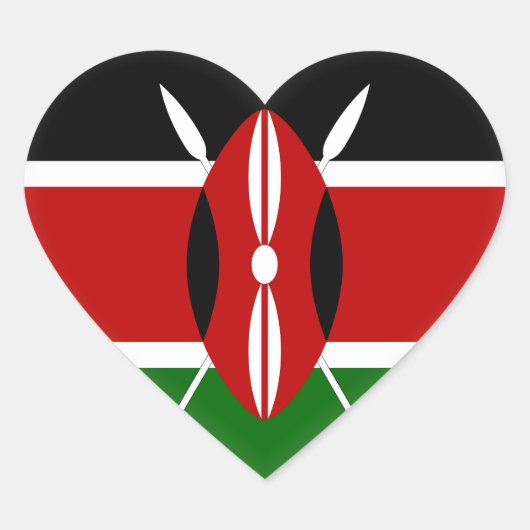 Kenia (Kenyan) Vlag Hart Sticker (Voorkant)