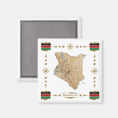 Kenia Map + Flags Magnet (Voorkant / Achterkant)